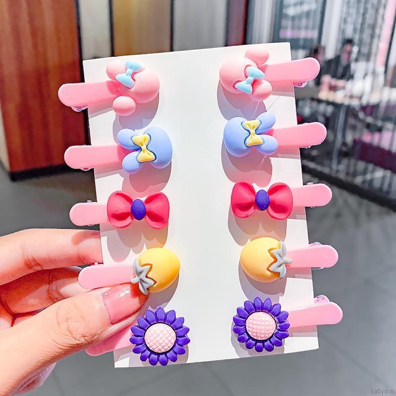 Baby Girls Hair Clip Cute Bow Candy Color Resin Fruit Hairpin Hair Accessories 10 Piece Set