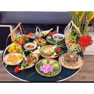 Giỏ tre đựng quà tết dạng cái làn 27cm*26cm*8cm