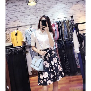 HOT Chân váy hoa xòe xếp ly thời trang CC