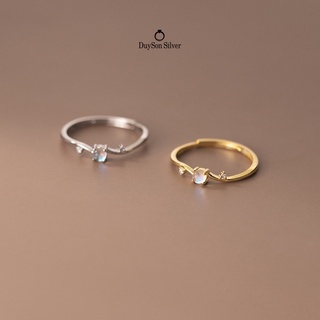 Nhẫn bạc nữ đính đá Moonstone hợp phong thủy không kị mệnh, Nhẫn bạc 925 mạ vàng 14k cao cấp
