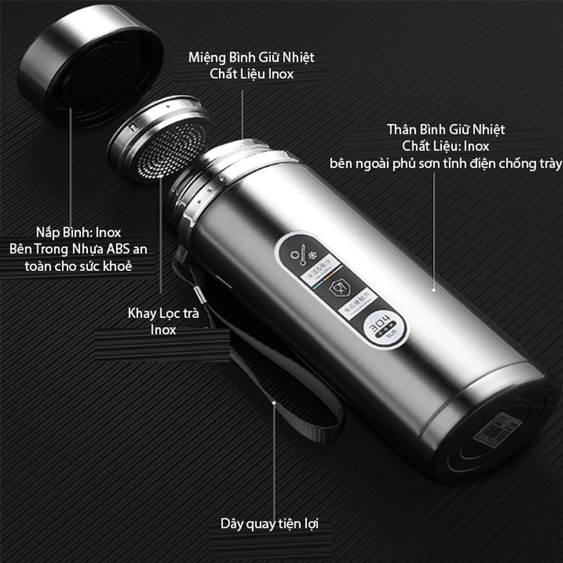 Bình Giữ Nhiệt Cao Cấp Inox 500ml, 1000ml 304201 | BigBuy360 - bigbuy360.vn