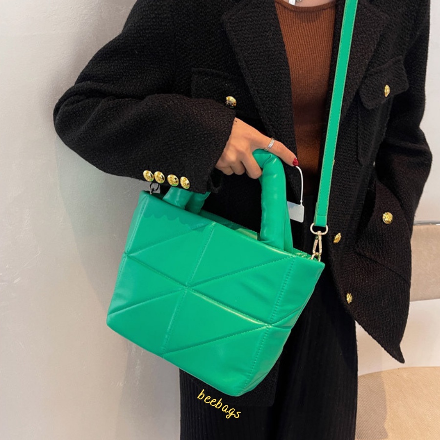 Túi Xách Chất Liệu Da Phao Màu Xanh Lá Và Đen Dễ Phối Đồ | PHAO12 | Túi Đeo Chéo Cầm Tay Da Phao Đi Làm, Đi Chơi, Cafe