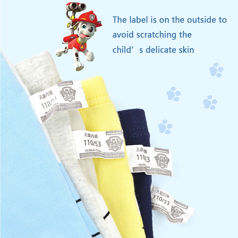 Quần Lót Bé Trai  PAW PATROL, Set 4 Quần Sịp Đùi Trẻ Em, Quần Chip Vải Sợi Sồi Modal Mềm Mịn, Thấm Hút, Kháng Khuẩn