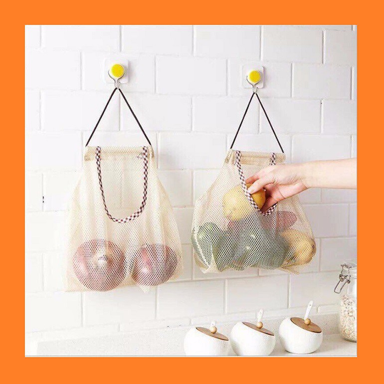 [ TẶNG MÓC TREO ] túi lưới hành tỏi ớt - giỏ treo tường nhà bếp và phòng tắm tiện dụng