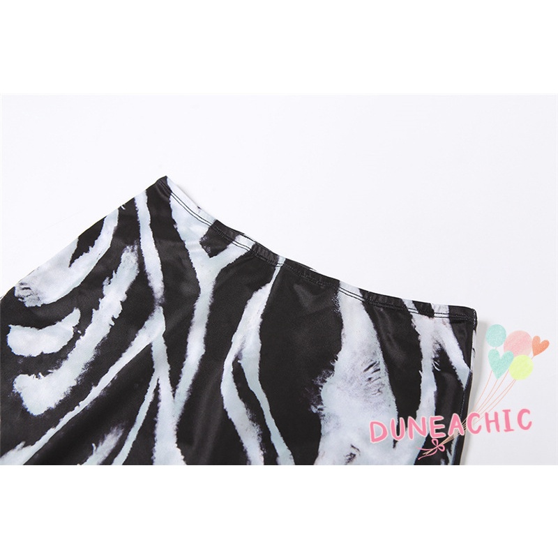 DUNEA Set đồ gồm áo cổ chữ V khoét sâu và chân váy phong cách quyến rũ