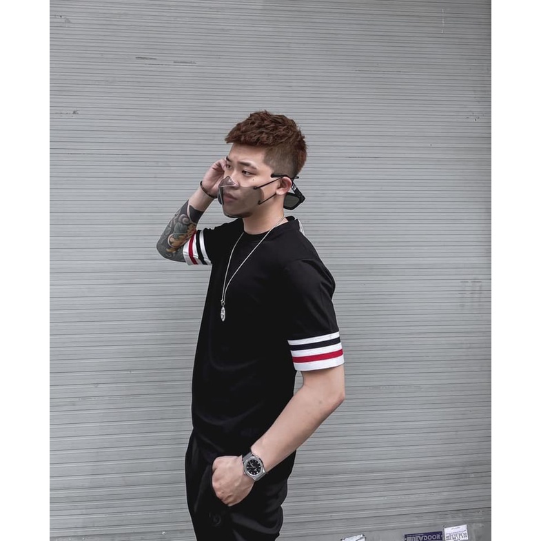 Áo phông nam THOM vạch ống, áo thun nam nữ có đủ size 45-73kg, t-shirt phông chất vải cotton thoáng mát chất co giãn nhẹ