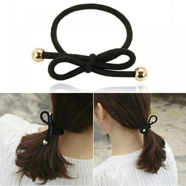 [sale 50%] dây cột tóc hình nơ phối hạt style Hàn Quốc