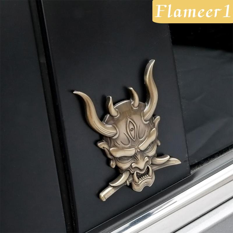 Miếng Dán Logo Oni Samurai Nhật Bản Màu Vàng Kim Trang Trí Xe Hơi Xe Máy Ngọn Lửa 1