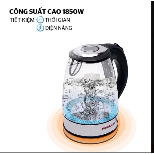 [Mã ELHADEV giảm 4% đơn 300K] Ấm siêu tốc thủy tinh 1.7L SUNHOUSE SHD1217