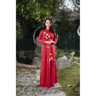 Áo dài lụa Tây Thi ( Lụa Mango) cao cấp đính hoa nổi