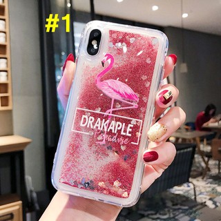 Samsung Galaxy S7 Edge S9 S10 S10 E Plus Note 8 9 Colorful flamingo Liquid Quicksand Phone Cases