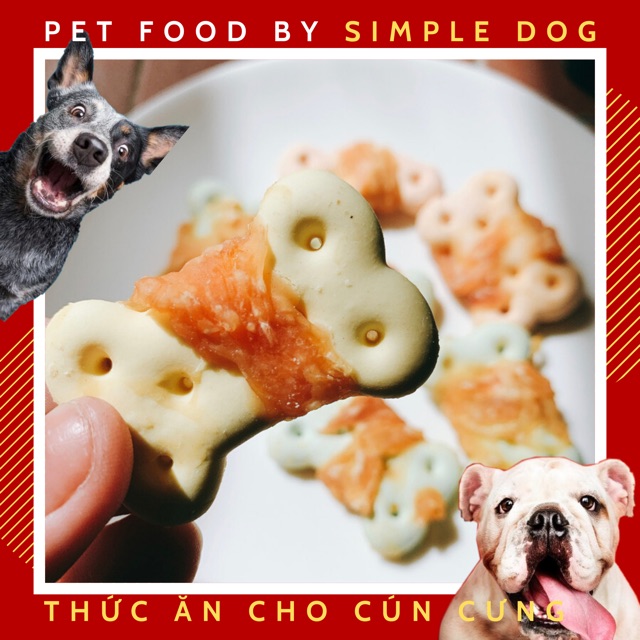Thịt Gà Bọc Xương Sữa Canxi cho cún Simple Dog 100gr- Dạng mềm làm sạch răng, bánh thưởng huấn luyện chó