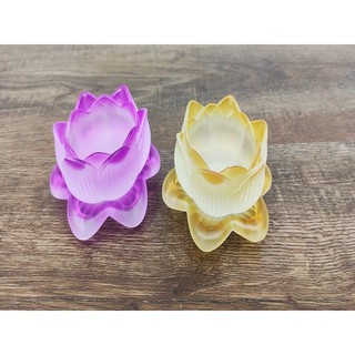 Đế hoa sen lưu ly đặt đèn cầy (nến)