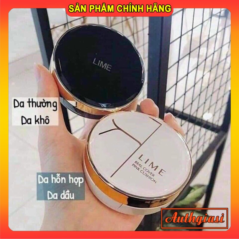 Phấn nước Cushion Cao Cấp Hàn Quốc LIME V Collagen Xanh / Real Cover Trắng đa năng căng bóng che khuyết điểm chống nắng