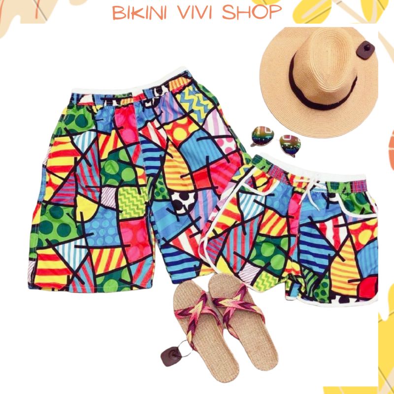 Quần Đôi Đi Biển, Đồ Đôi Đi Biển Nam Nữ, Cặp Quần Họa Tiết (Kèm Ảnh Thật)