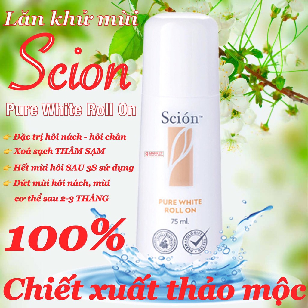 lăn khử mùi cơ thể SCION MỸ pure white roll on 75ml [chính hãng 100%]