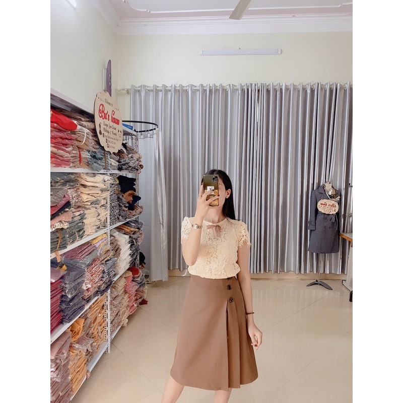 Chân váy chữ A 3 cúc hàng tk ( Ảnh thật)