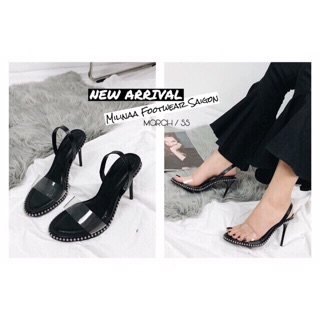 Sandal quai trong gót nhọn