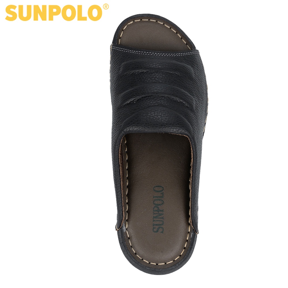 Dép Nam Quai Ngang Da Bò SUNPOLO DQN033 (Đen, Nâu)