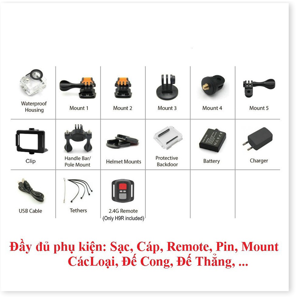 Camera hành trình sports Eken HR9 Ultra HD Wifi quay video 4K tặng đầy đủ bộ phụ kiện lắp đặt - Hàng nhập khẩu | BigBuy360 - bigbuy360.vn