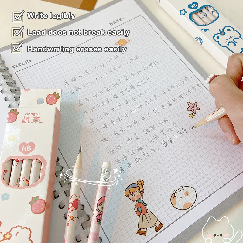 Bộ 10 Cây Bút Chì Kèm Gôm Tẩy Họa Tiết Hoạt Hình Dễ Thương