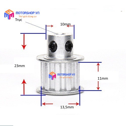 MTS Puly Bánh Răng Nhôm 15 Răng - 3M - Các Loại Trục