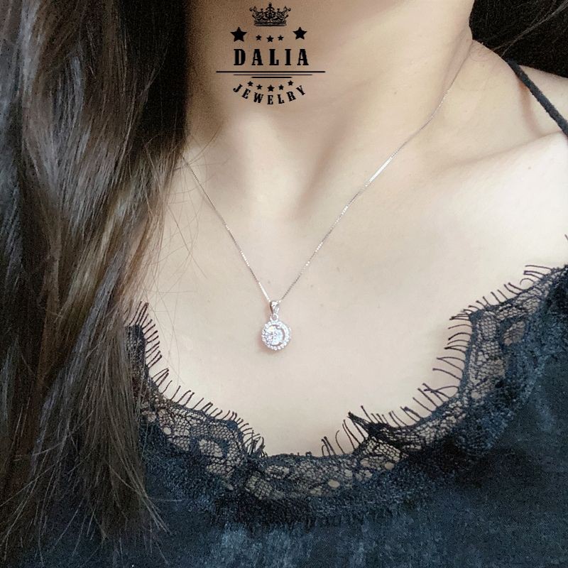 Vòng cổ bạc nữ DaLiA Jewelry mặt dây chuyền bạc hình tròn tiểu thư có sợi mì sợi xích dễ phối đồ chuẩn bạc thật 925