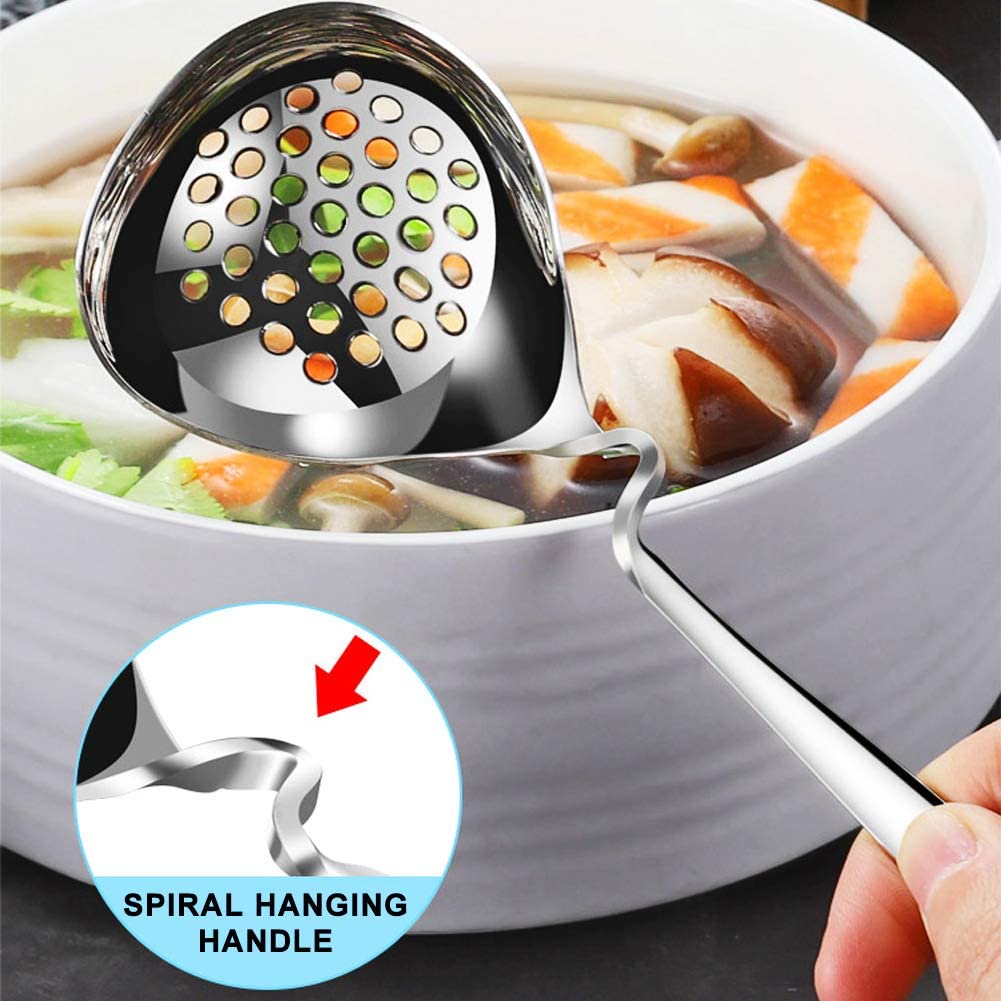 Muỗng Lưới Vớt Súp / Vá Múc Canh Bằng Thép Không Gỉ Tay Cầm Dài / Có Thể Tách / Muỗng Lớn Đa Năng