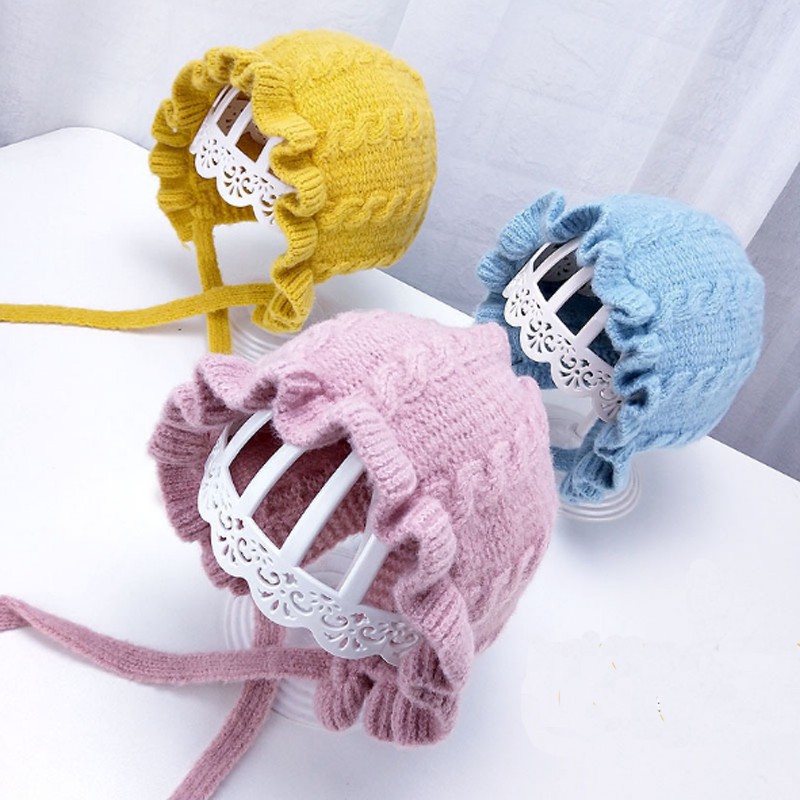 Mũ len trùm đầu cho bé 0-2 tuổi Mũ công chúa