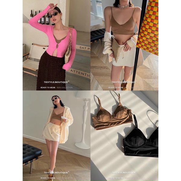 Áo Bralette Trơn Dáng Basic Có Sẵn Mút