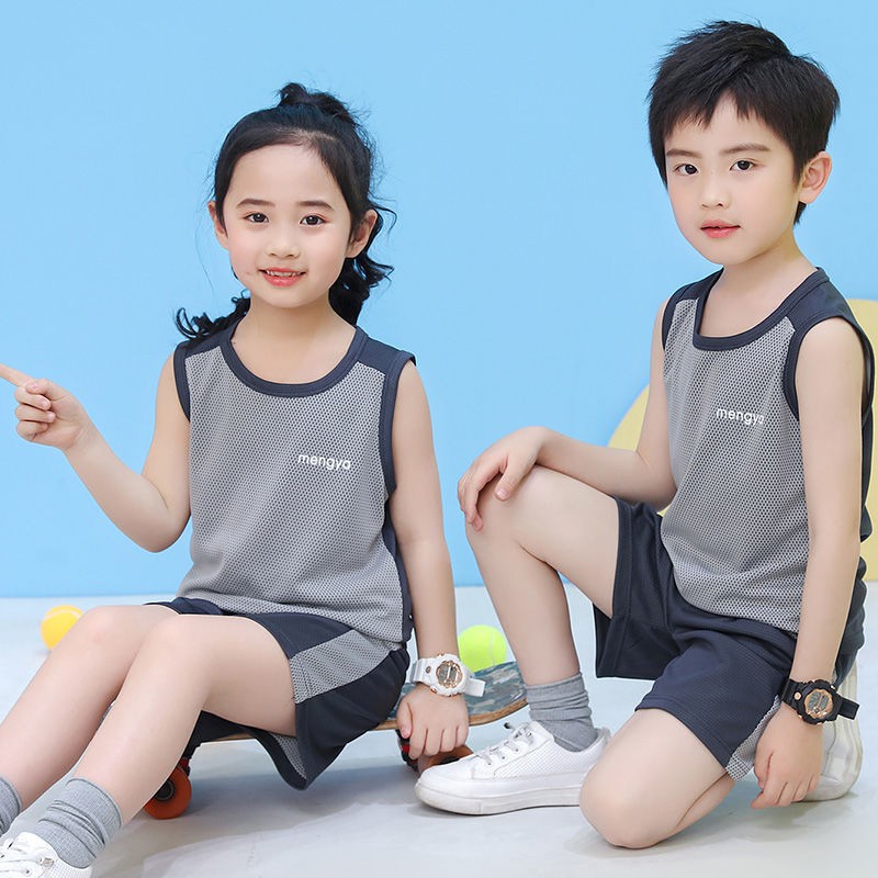 Bộ đồ vest trẻ em, bé trai, thể thao cho bé, quần short cộc tay nhanh khô, hai dây gái, đồng phục bóng rổ trai