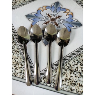 Combo 5 muỗng ăn vịt lộn inox, muỗng cà phê đen nhỏ