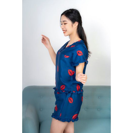 Bộ mặc nhà nữ💖FREESHIP💖Giảm 50k đơn 2 sp  Đồ ngủ họa tiết đôi môi mã B7 [KÈM ẢNH THẬT] | BigBuy360 - bigbuy360.vn