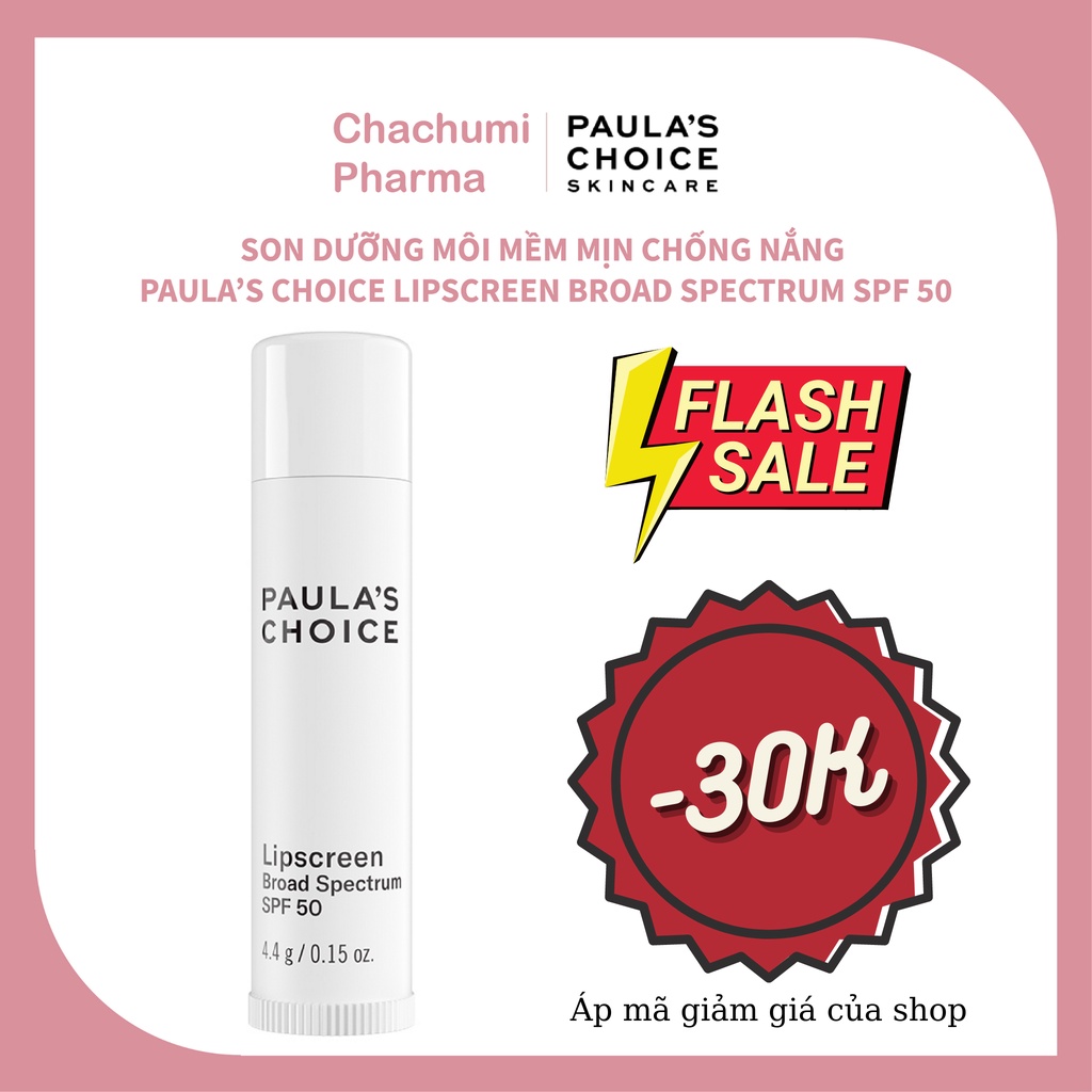 Dưỡng môi mềm mịn chống nắng Paula's Choice LipScreen Broad Spectrum SPF 50 4.4g