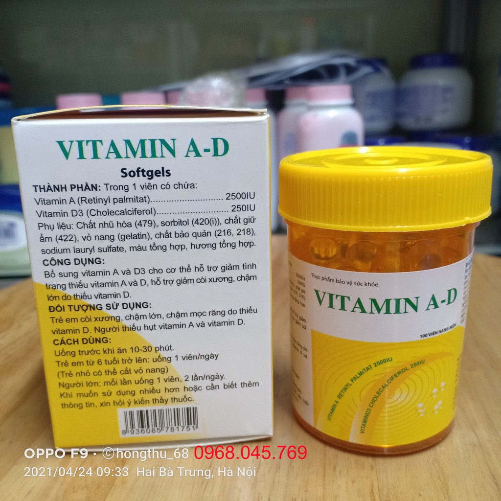 VITAMIN A-D dược phẩm Đông Âu hộp 100 viên