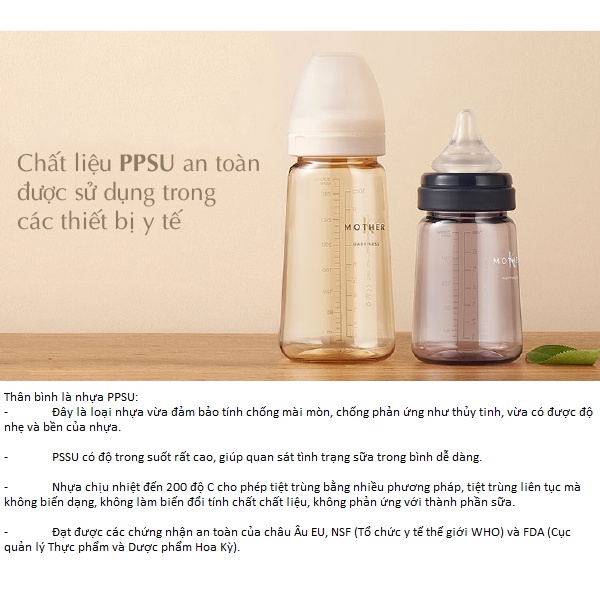 [TẶNG ĐỤC LỖ NÚM TY] Bình sữa nhựa PPSU Hàn Quốc Mother-K 180ml / 280ml (katydang)