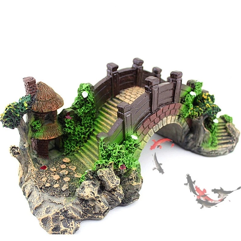 Mô hình cây cầu trang trí cảnh quan bể cá sống động