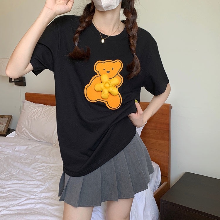 Áo Thun Tay Ngắn Dáng Rộng Họa Tiết Hoa Thời Trang Mùa Hè Cho Nữ