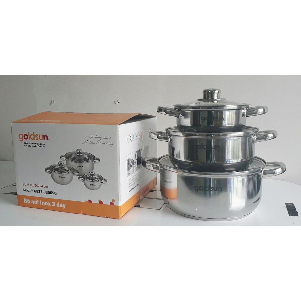 ⛔GIADUNGHOANGMAI⛔ Hộp 3 nồi Goldsun