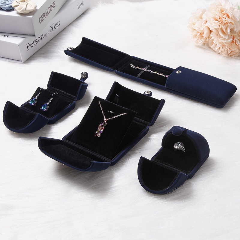 1 Hộp Đựng Nhẫn 2 Ngăn Bằng Vải Nhung Cao Cấp