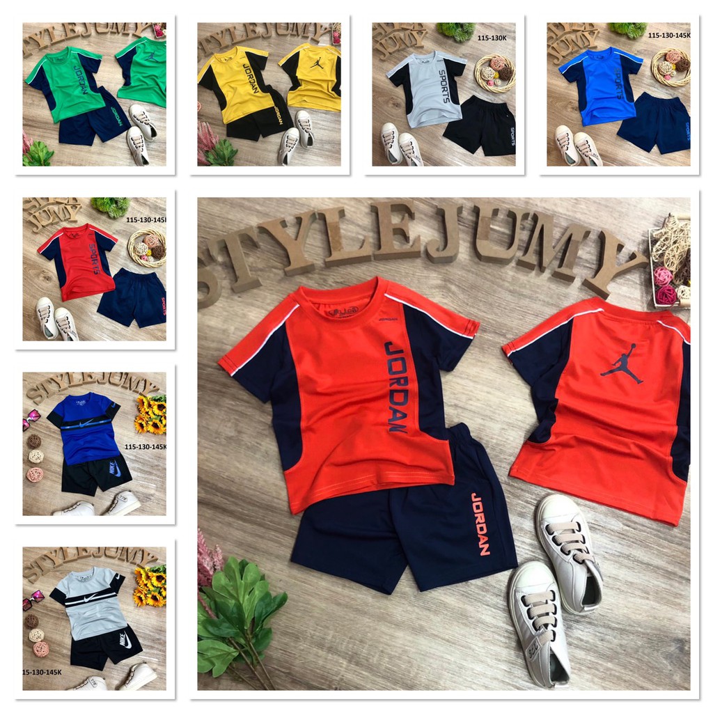 (SIZE 1-7) (10-23KG) BỘ BÉ TRAI NGẮN TAY PHONG CÁCH THỂ THAO VẢI THUN LẠNH CAO CẤP