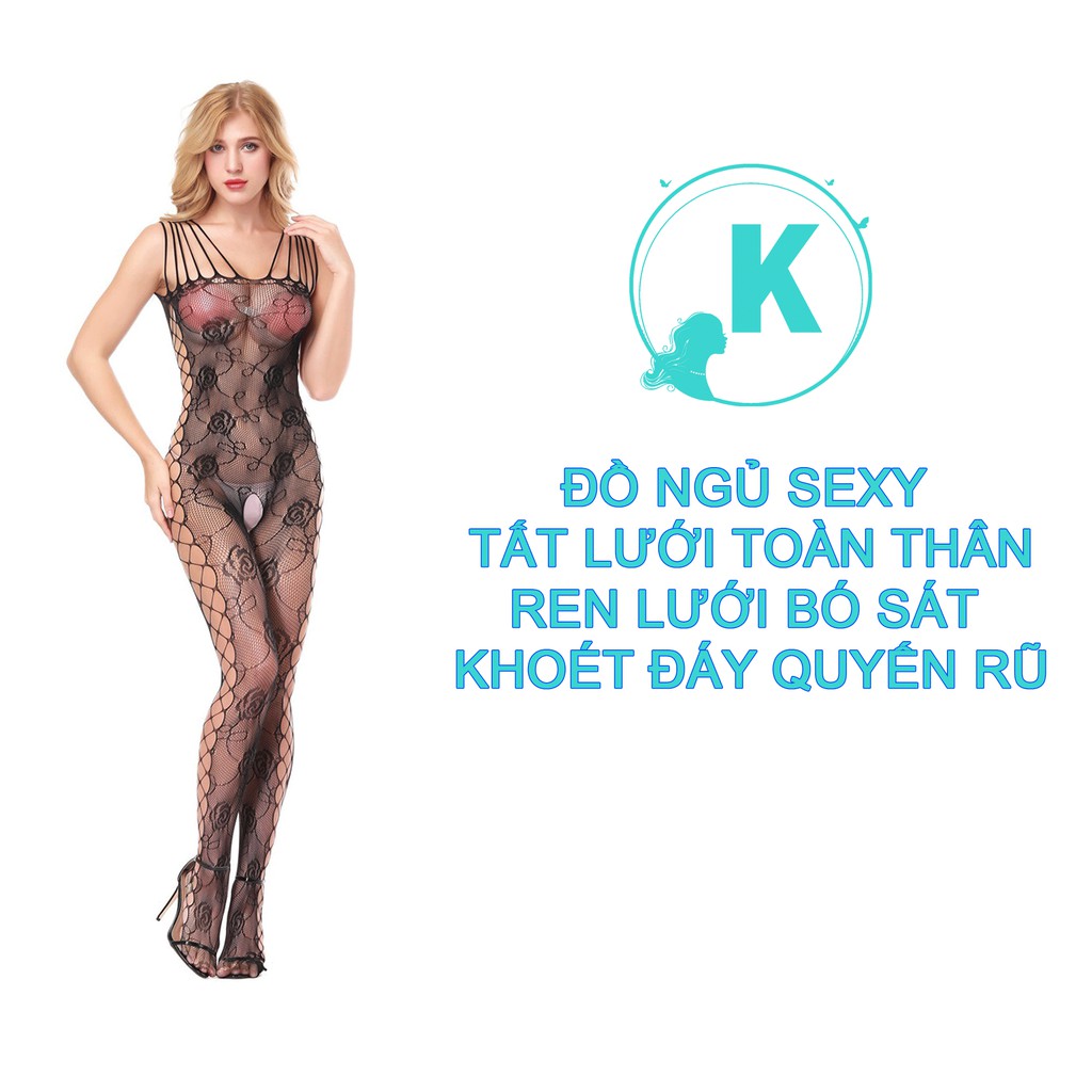 Đồ Ngủ Sexy Tất Lưới Toàn Thân Ren Lưới Bó Sát Khoét Lưới 2 Bên Quyến Rũ