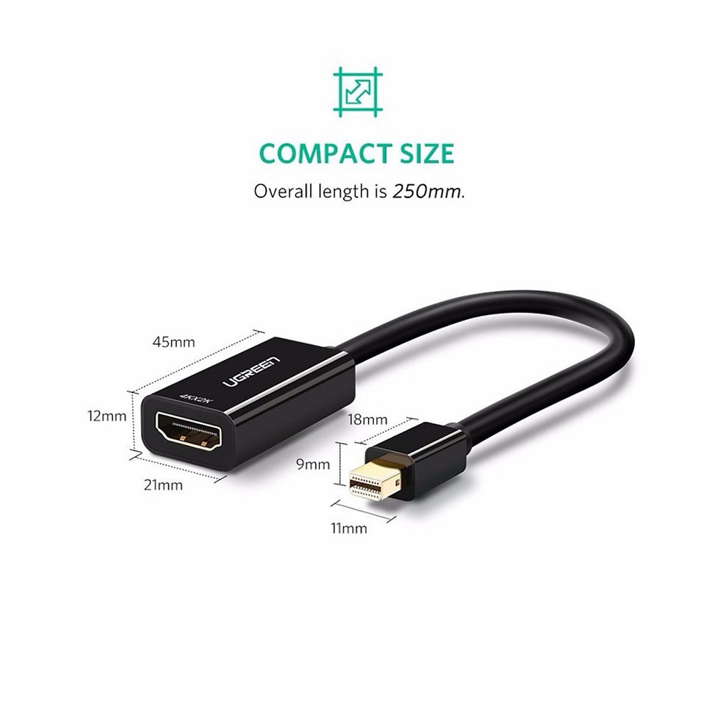 [Mã ELHACE giảm 4% đơn 300K] Cáp chuyển đổi Mini Displayport, thunderbolt sang HDMI âm Ugreen 10461