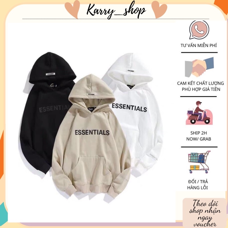 Áo hoodie Essentials nỉ bông dày dặn unisex dài tay áo phông nỉ bông sweater có mũ kèm ảnh thật.