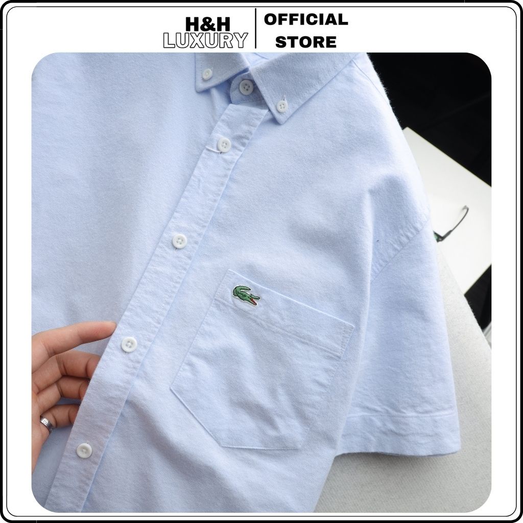 Áo sơ mi nam ngắn tay, áo sơ mi nam màu trơn vải oxford dày dặn, thấm hút mồ hôi vải dư vnxk