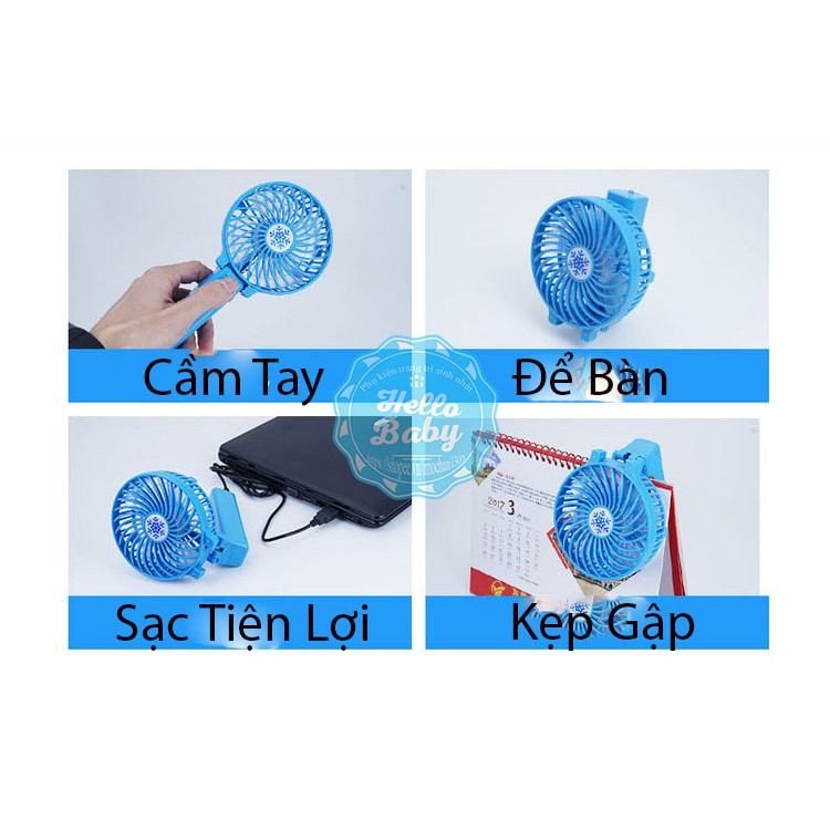 Quạt sạc cầm tay mini, gập 180* để bàn