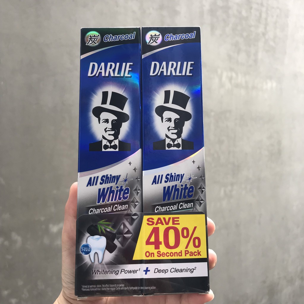 COMBO 2 KEM ĐÁNH RĂNG DARLIE ALL SHINY WHITE CHARCOAL CLEAN  TRẮNG SÁNG 140G