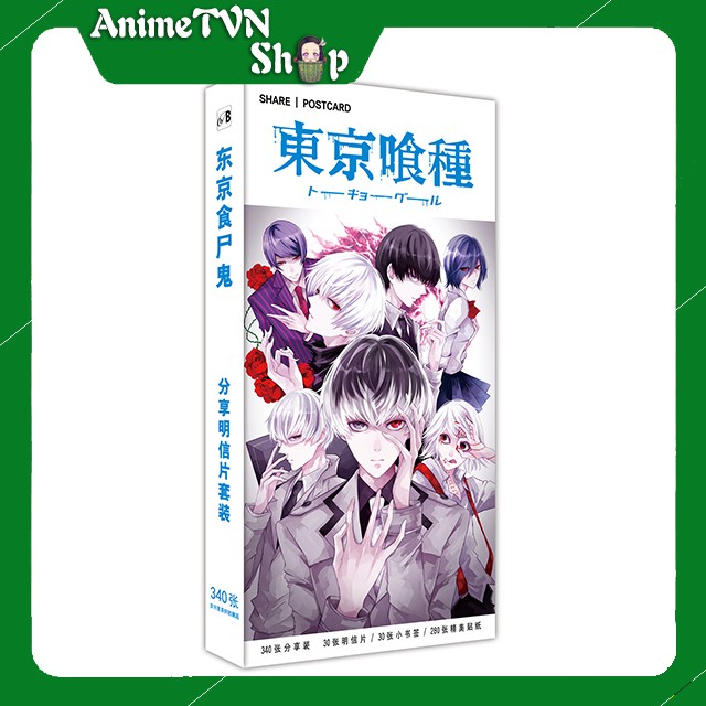 Hộp Postcard Bưu thiếp (Trọn bộ 340 Hình có Sticker) Anime/Manga Tokyo Ghoul (Ngạ Quỷ)