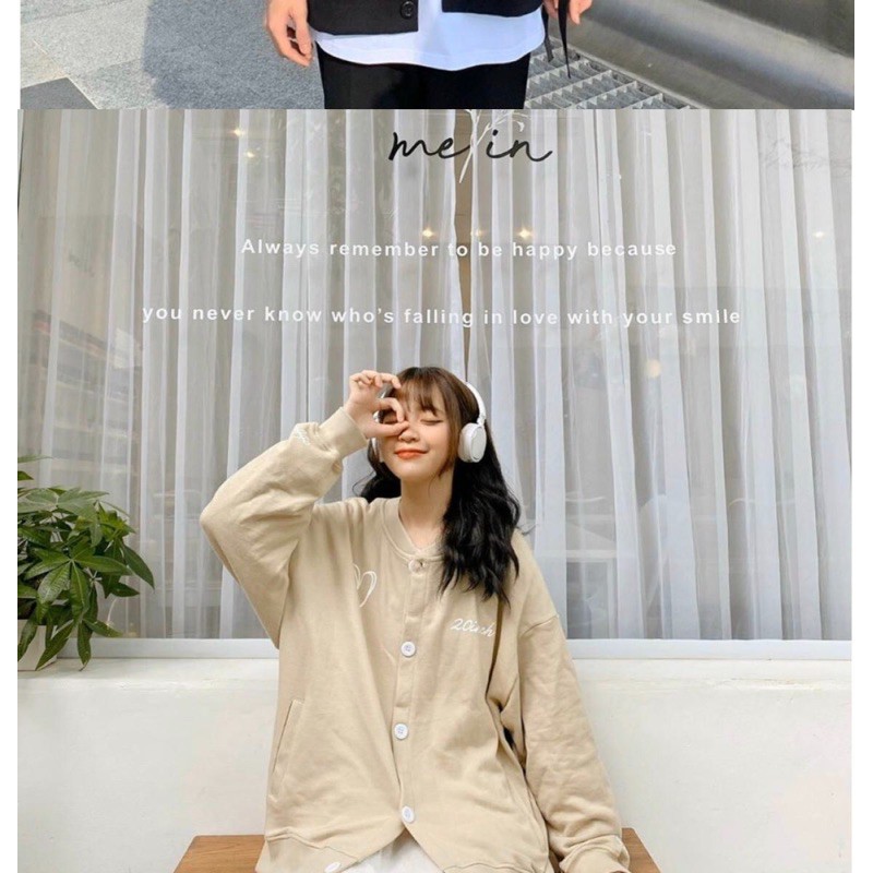 Áo Khoác Nỉ Cadigan Unisex Thêu Tim Form Rộng Dài Cá Tính Siêu Dễ Thuong | WebRaoVat - webraovat.net.vn