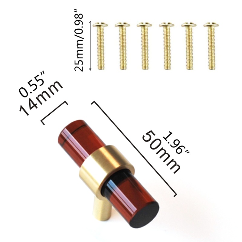 Set 5 Tay Nắm Ngăn Kéo Tủ Hình Chữ T Đính Pha Lê Nhiều Màu